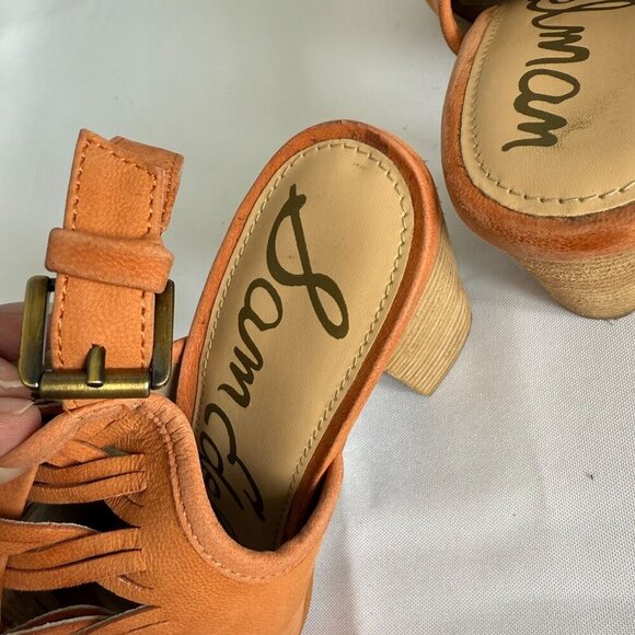 Sam Edelman Womens Holly Slingback Sandal Block Heel Ginger Real Leather Sz 9 US - Picture 11 of 13